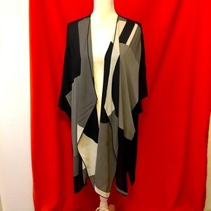 Caroline Rose color block topper jacket black and taupe o/s